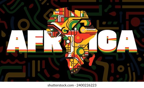 Banner gráfico abstracto del Mes de la Historia Negra. Celebrando los derechos y la cultura afroamericanos. Cartel creativo moderno. África en un contexto de patrón. Diseño de impresión de vectores de arte