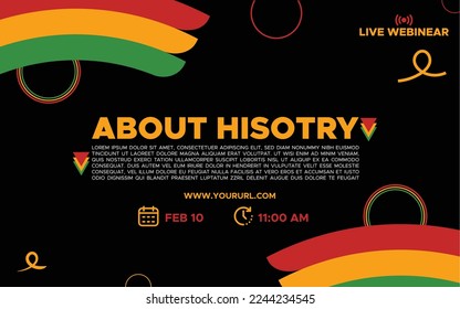 Black History Month abstract live webinar banner template vector illustration