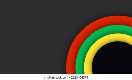 Black History Month. Abstract red, yellow, green circle color banner on black background. Copy space for text. Art illustration.