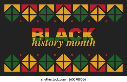 Black History Month. African American History. Celebrated annual. In February in United States and Canada. In October in Great Britain. Poster, card, banner, background. Vector illustration