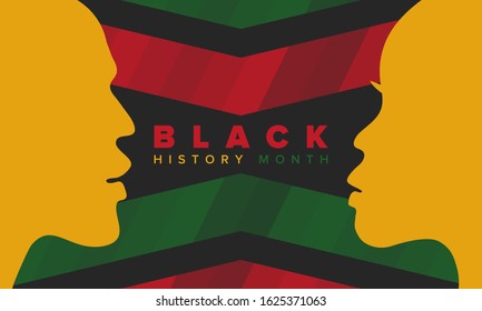 Black History Month. African American History. Celebrated annual. In February in United States and Canada. In October in Great Britain. Poster, card, banner, background. Vector illustration