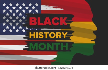 Black History Month. African American History. Celebrated annual. In February in United States and Canada. In October in Great Britain. Poster, card, banner, background. Vector illustration