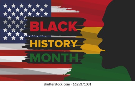 Black History Month. African American History. Celebrated annual. In February in United States and Canada. In October in Great Britain. Poster, card, banner, background. Vector illustration