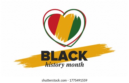 Black History Month. African American History. Celebrated annual. In February in United States and Canada. In October in Great Britain. Poster, card, banner, background. Vector illustration