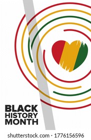 Black History Month. African American History. Celebrated annual. In February in United States and Canada. In October in Great Britain. Poster, card, banner, background. Vector illustration