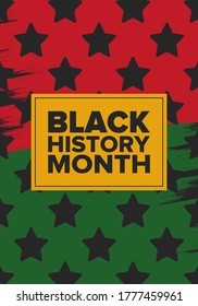 Black History Month. African American History. Celebrated annual. In February in United States and Canada. In October in Great Britain. Poster, card, banner, background. Vector illustration