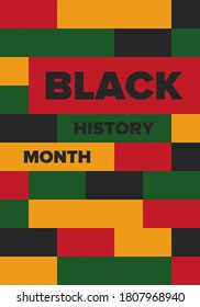 Black History Month. African American History. Celebrated annual. In February in United States and Canada. In October in Great Britain. Poster, card, banner, background. Vector illustration