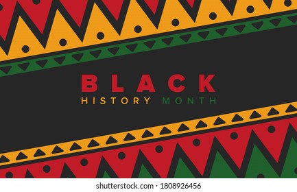 Black History Month. African American History. Celebrated annual. In February in United States and Canada. In October in Great Britain. Poster, card, banner, background. Vector illustration