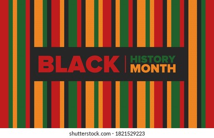 Black History Month. African American History. Celebrated annual. In February in United States and Canada. In October in Great Britain. Poster, card, banner, background. Vector illustration