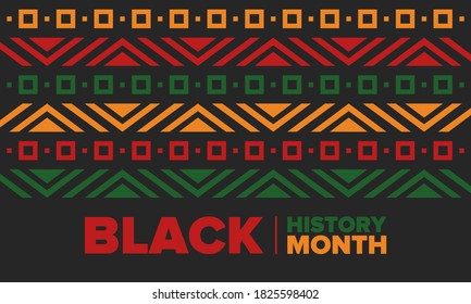 Black History Month. African American History. Celebrated annual. In February in United States and Canada. In October in Great Britain. Poster, card, banner, background. Vector illustration