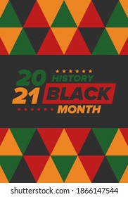 Black History Month. African American History. Celebrated annual. In February in United States and Canada. In October in Great Britain. Poster, card, banner, background. Vector illustration