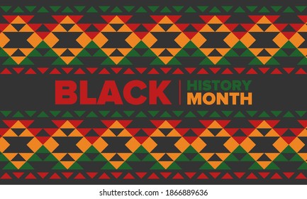 Black History Month. African American History. Celebrated annual. In February in United States and Canada. In October in Great Britain. Poster, card, banner, background. Vector illustration