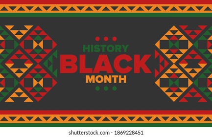 Black History Month. African American History. Celebrated annual. In February in United States and Canada. In October in Great Britain. Poster, card, banner, background. Vector illustration