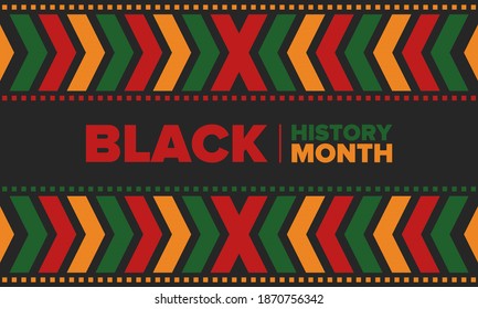 Black History Month. African American History. Celebrated annual. In February in United States and Canada. In October in Great Britain. Poster, card, banner, background. Vector illustration