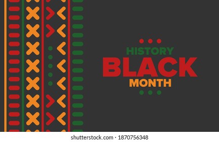 Black History Month. African American History. Celebrated annual. In February in United States and Canada. In October in Great Britain. Poster, card, banner, background. Vector illustration