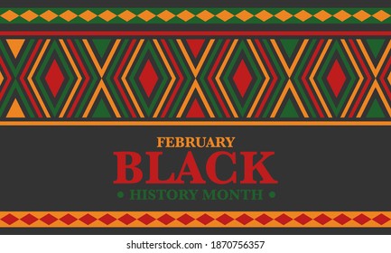 Black History Month. African American History. Celebrated annual. In February in United States and Canada. In October in Great Britain. Poster, card, banner, background. Vector illustration