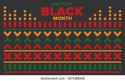 Black History Month. African American History. Celebrated annual. In February in United States and Canada. In October in Great Britain. Poster, card, banner, background. Vector illustration