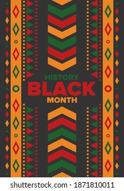 Black History Month. African American History. Celebrated annual. In February in United States and Canada. In October in Great Britain. Poster, card, banner, background. Vector illustration