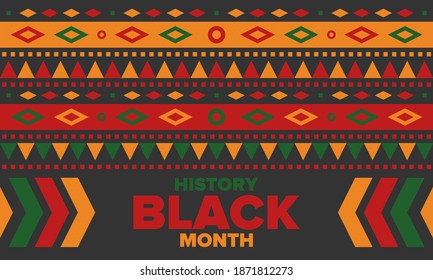 Black History Month. African American History. Celebrated annual. In February in United States and Canada. In October in Great Britain. Poster, card, banner, background. Vector illustration