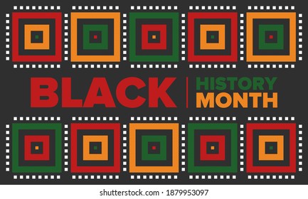 Black History Month. African American History. Celebrated annual. In February in United States and Canada. In October in Great Britain. Poster, card, banner, background. Vector illustration