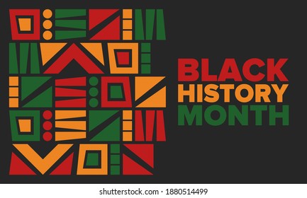 Black History Month. African American History. Celebrated annual. In February in United States and Canada. In October in Great Britain. Poster, card, banner, background. Vector illustration