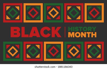 Black History Month. African American History. Celebrated annual. In February in United States and Canada. In October in Great Britain. Poster, card, banner, background. Vector illustration