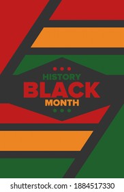 Black History Month. African American History. Celebrated annual. In February in United States and Canada. In October in Great Britain. Poster, card, banner, background. Vector illustration
