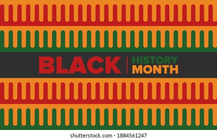 Black History Month. African American History. Celebrated annual. In February in United States and Canada. In October in Great Britain. Poster, card, banner, background. Vector illustration