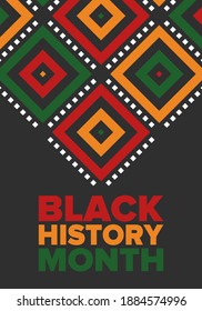 Black History Month. African American History. Celebrated annual. In February in United States and Canada. In October in Great Britain. Poster, card, banner, background. Vector illustration