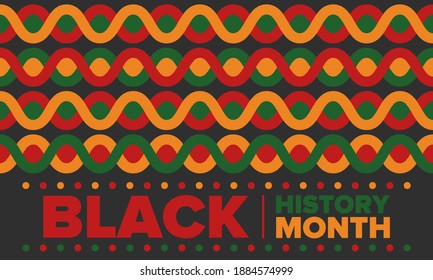 Black History Month. African American History. Celebrated annual. In February in United States and Canada. In October in Great Britain. Poster, card, banner, background. Vector illustration