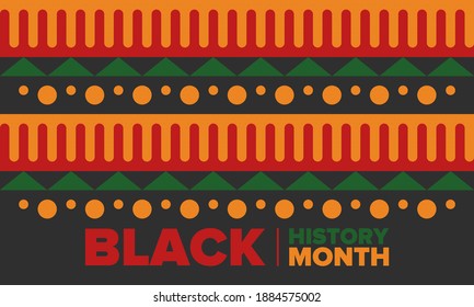 Black History Month. African American History. Celebrated annual. In February in United States and Canada. In October in Great Britain. Poster, card, banner, background. Vector illustration