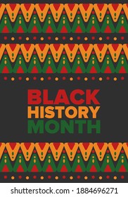 Black History Month. African American History. Celebrated annual. In February in United States and Canada. In October in Great Britain. Poster, card, banner, background. Vector illustration