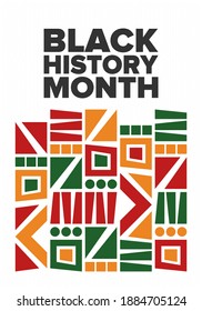 Black History Month. African American History. Celebrated annual. In February in United States and Canada. In October in Great Britain. Poster, card, banner, background. Vector illustration