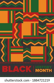 Black History Month. African American History. Celebrated annual. In February in United States and Canada. In October in Great Britain. Poster, card, banner, background. Vector illustration