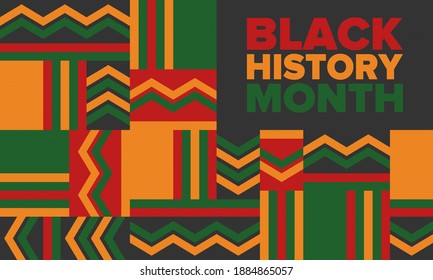 Black History Month. African American History. Celebrated annual. In February in United States and Canada. In October in Great Britain. Poster, card, banner, background. Vector illustration