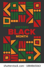 Black History Month. African American History. Celebrated annual. In February in United States and Canada. In October in Great Britain. Poster, card, banner, background. Vector illustration