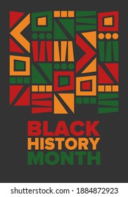 Black History Month. African American History. Celebrated annual. In February in United States and Canada. In October in Great Britain. Poster, card, banner, background. Vector illustration