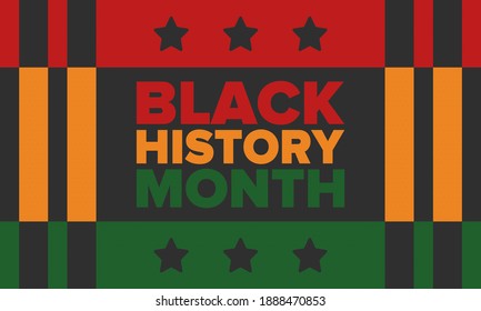 Black History Month. African American History. Celebrated annual. In February in United States and Canada. In October in Great Britain. Poster, card, banner, background. Vector illustration