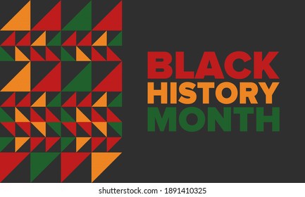 Mes de la historia negra. Historia afroamericana. Celebrado anualmente. En febrero en Estados Unidos y Canadá. En octubre en Gran Bretaña. Cartel, tarjeta, pancarta, fondo. Ilustración del vector