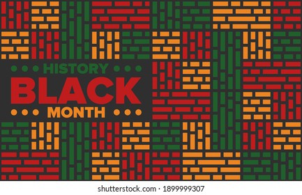 Black History Month. African American History. Celebrated annual. In February in United States and Canada. In October in Great Britain. Poster, card, banner, background. Vector illustration