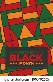 Black History Month. African American History. Celebrated annual. In February in United States and Canada. In October in Great Britain. Poster, card, banner, background. Vector illustration