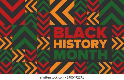 Black History Month. African American History. Celebrated annual. In February in United States and Canada. In October in Great Britain. Poster, card, banner, background. Vector illustration