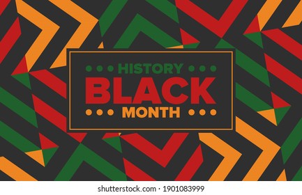 Black History Month. African American History. Celebrated annual. In February in United States and Canada. In October in Great Britain. Poster, card, banner, background. Vector illustration