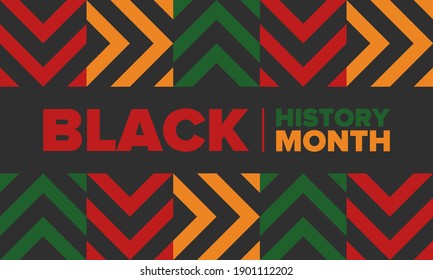 Black History Month. African American History. Celebrated annual. In February in United States and Canada. In October in Great Britain. Poster, card, banner, background. Vector illustration