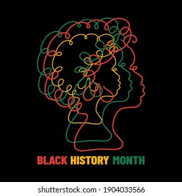 Black History Month. African American Histor. One line face. Abstract illustration