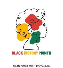 Black History Month. African American Histor. One line face. Abstract illustration