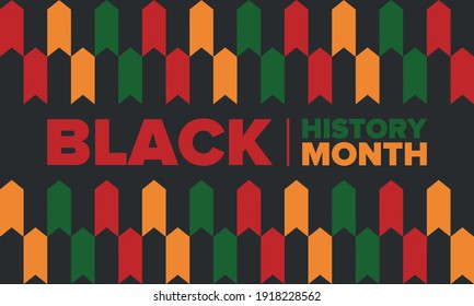 Black History Month. African American History. Celebrated annual. In February in United States and Canada. In October in Great Britain. Poster, card, banner, background. Vector illustration