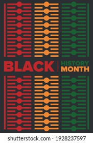 Black History Month. African American History. Celebrated annual. In February in United States and Canada. In October in Great Britain. Poster, card, banner, background. Vector illustration