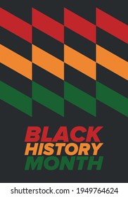 Black History Month. African American History. Celebrated annual. In February in United States and Canada. In October in Great Britain. Poster, card, banner, background. Vector illustration