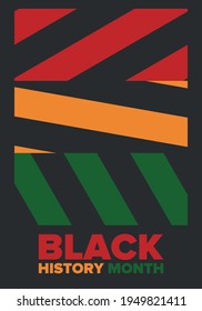 Black History Month. African American History. Celebrated annual. In February in United States and Canada. In October in Great Britain. Poster, card, banner, background. Vector illustration